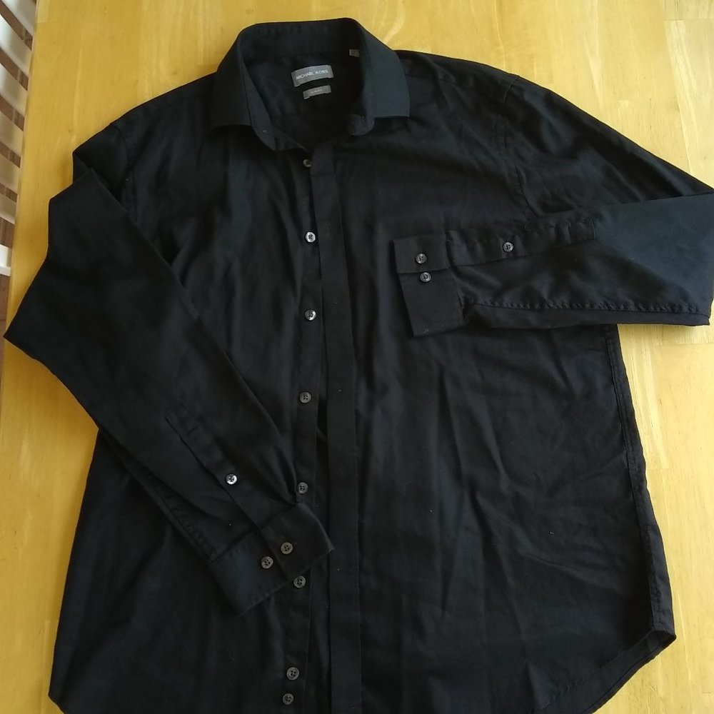 Slim Fit XL Size 17 - 34/35 Michael Kors Black Button Down Dress Shirt
